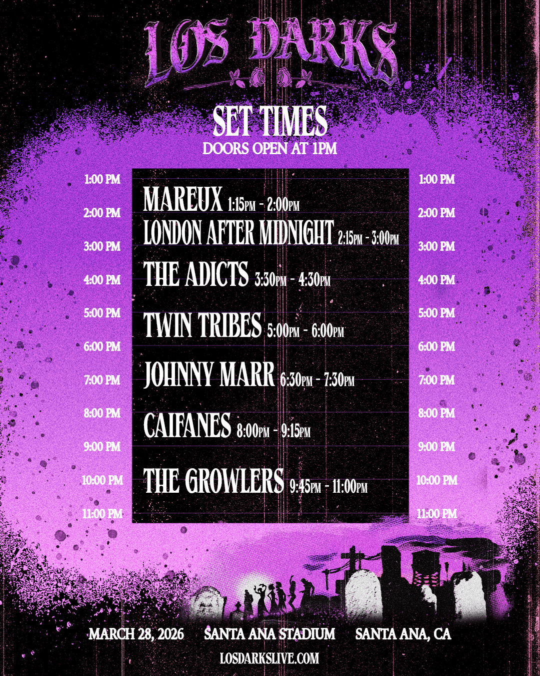 Los Darks set times
